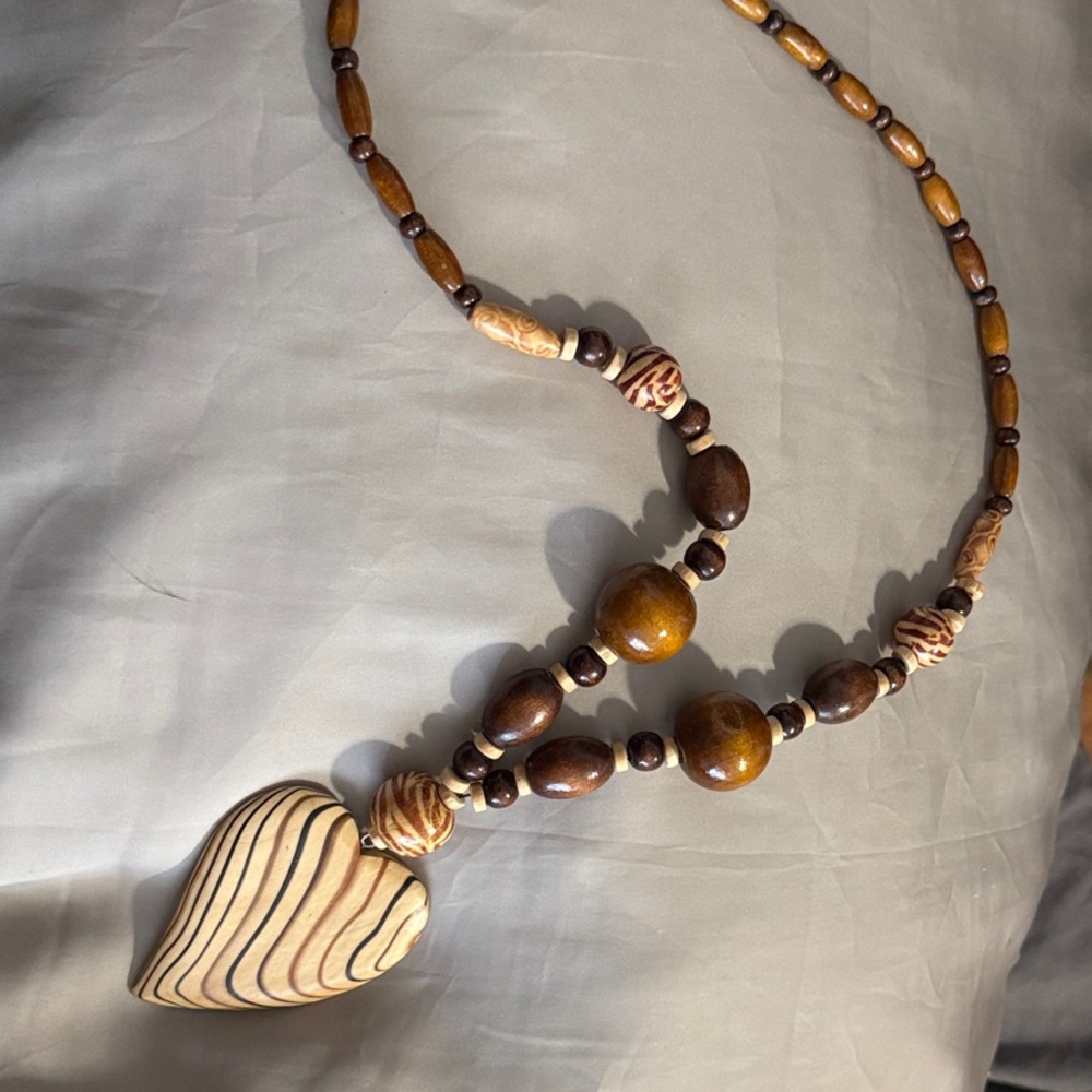 African Wooden Heart Pendant Necklace - handmade in Uganda!